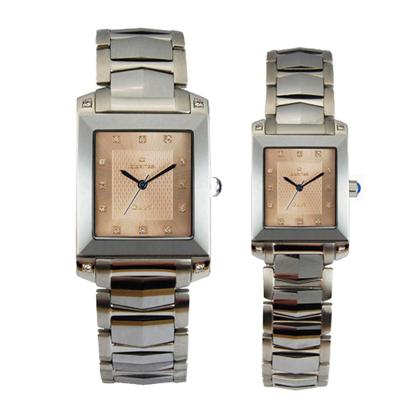 CARITAS / LACHEF / C151R / Cặp đôi kim cương tự nhiên Karitas tungsten đồng hồ quà tặng hàng hiệu