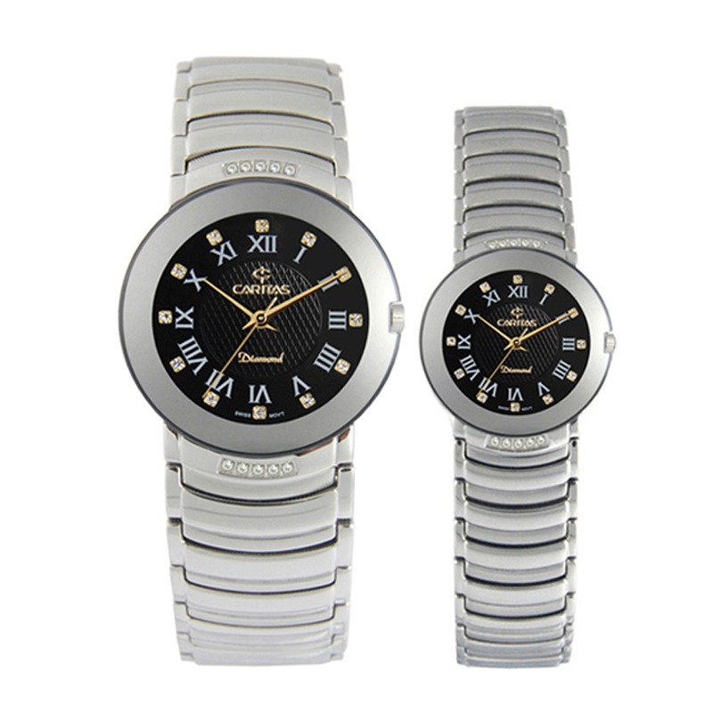 CARITAS / LACHEF / C1300 / Caritas Natural Diamond Couple Luxury Clock / Gift Clock